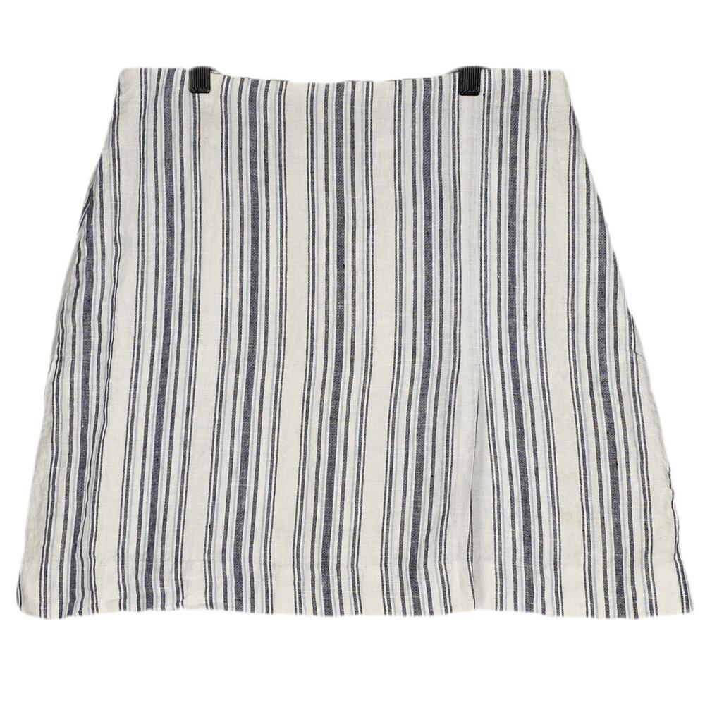 MADEWELL WOMEN'S LINEN SINGLE PLEAT MINI SKIRT – BLUE/WHITE – SIZE 4 – NWT